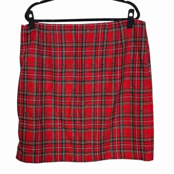 TALBOTS NWT PLAID SEQUIN WOOL BLEND SKIRT PREPPY HOLIDAY CHRISTMAS PLUS SIZE 16 - Picture 3 of 6